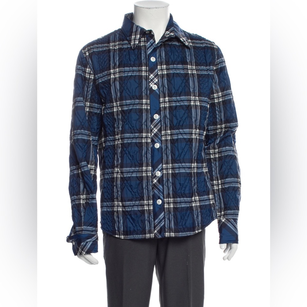 NWOT Moncler gamme bleu blue Plaid Button Down Shirt